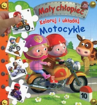 MAŁY CHŁOPIEC. KOLORUJ I UKŁADAJ MOTOCYKLE